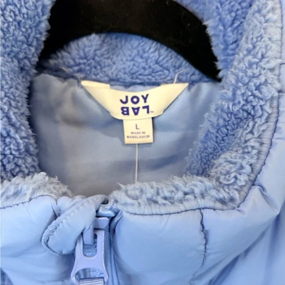 Joy Lab Quilted Sherpa Fleece Vest NWT Blue Puffer Athleisure Activewear L - Picture 9 of 9